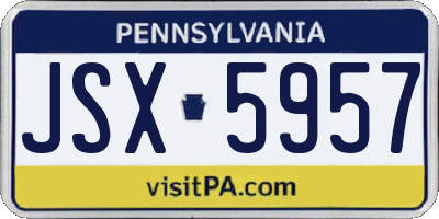 PA license plate JSX5957