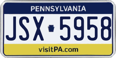 PA license plate JSX5958