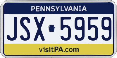 PA license plate JSX5959