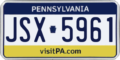 PA license plate JSX5961