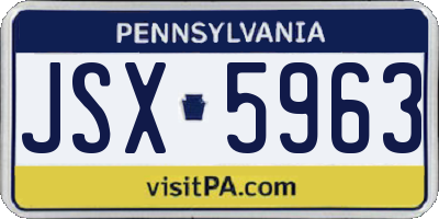 PA license plate JSX5963