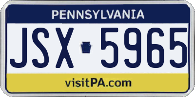PA license plate JSX5965