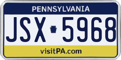 PA license plate JSX5968