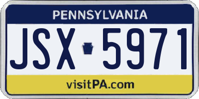 PA license plate JSX5971