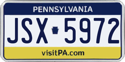 PA license plate JSX5972