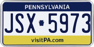 PA license plate JSX5973