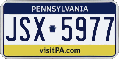 PA license plate JSX5977