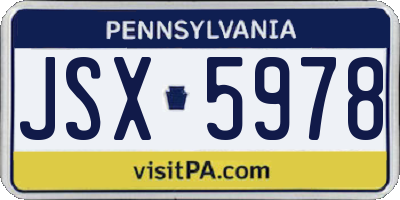 PA license plate JSX5978