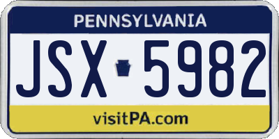 PA license plate JSX5982