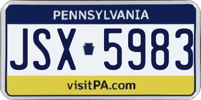PA license plate JSX5983