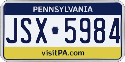PA license plate JSX5984