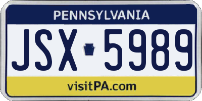 PA license plate JSX5989