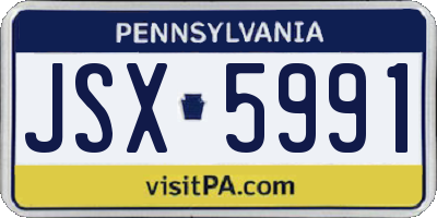 PA license plate JSX5991