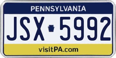 PA license plate JSX5992