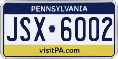 PA license plate JSX6002