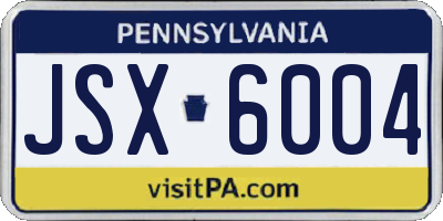 PA license plate JSX6004