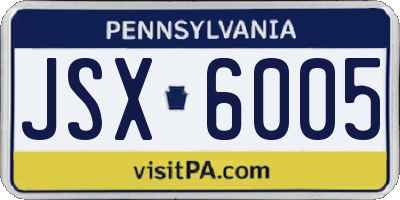 PA license plate JSX6005