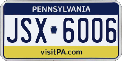 PA license plate JSX6006