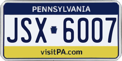 PA license plate JSX6007