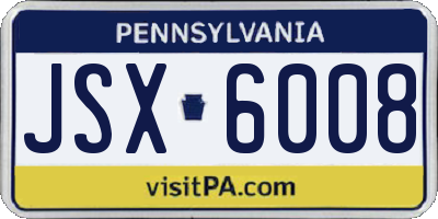 PA license plate JSX6008