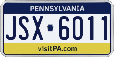 PA license plate JSX6011