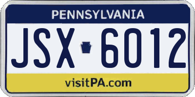 PA license plate JSX6012