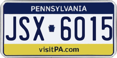 PA license plate JSX6015