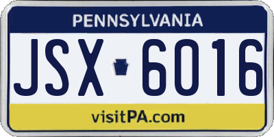 PA license plate JSX6016
