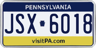 PA license plate JSX6018