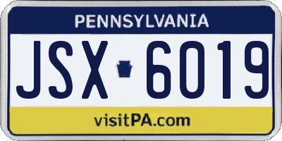 PA license plate JSX6019