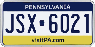 PA license plate JSX6021