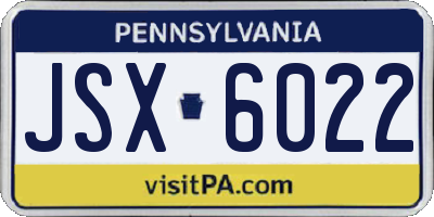 PA license plate JSX6022