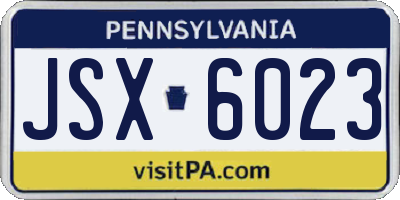 PA license plate JSX6023