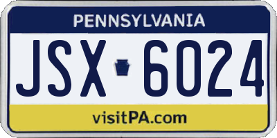 PA license plate JSX6024