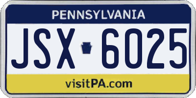 PA license plate JSX6025
