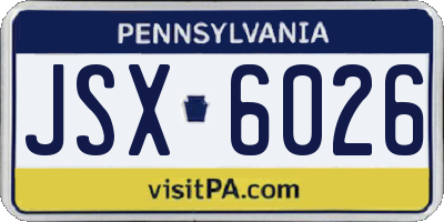 PA license plate JSX6026