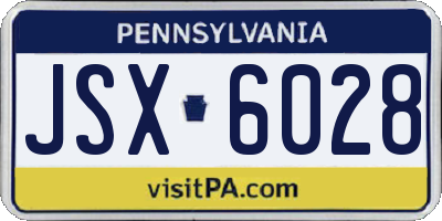 PA license plate JSX6028