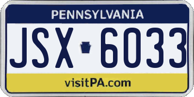 PA license plate JSX6033