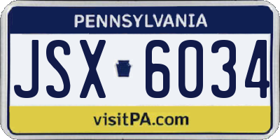 PA license plate JSX6034