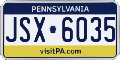 PA license plate JSX6035