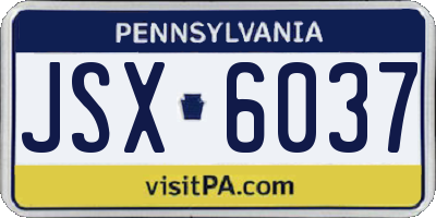 PA license plate JSX6037