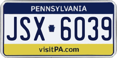 PA license plate JSX6039
