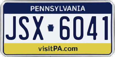 PA license plate JSX6041