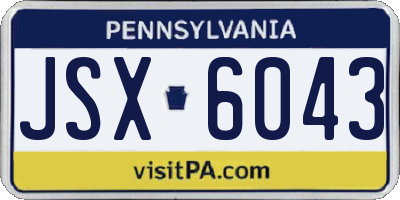 PA license plate JSX6043