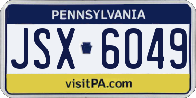 PA license plate JSX6049