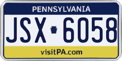 PA license plate JSX6058