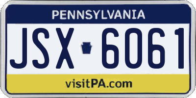 PA license plate JSX6061