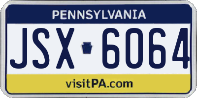 PA license plate JSX6064