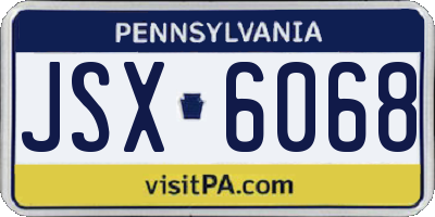 PA license plate JSX6068