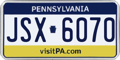 PA license plate JSX6070